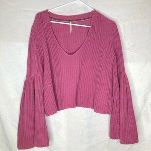 Free People Pink V-Neck Sweater